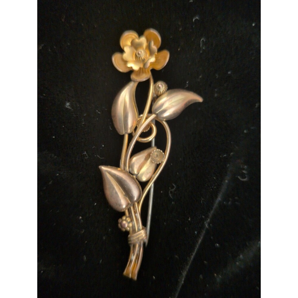 Vintage Louis Stern Brooch Gold Filled Signed LS Co Flower